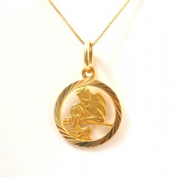 COLLANA IN ORO GIALLO 18 KT CIONDOLO ACQUARIO SEGNO ZODIACALE