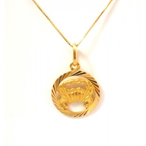 COLLANA IN ORO GIALLO 18 KT CIONDOLO CANCRO SEGNO ZODIACALE