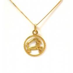 COLLANA IN ORO GIALLO 18 KT CIONDOLO ARIETE SEGNO ZODIACALE