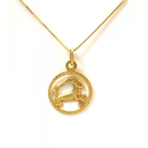 COLLANA IN ORO GIALLO 18 KT CIONDOLO ARIETE SEGNO ZODIACALE