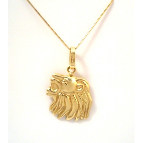 COLLANA IN ORO GIALLO 18 KT CIONDOLO LEONE SEGNO ZODIACALE