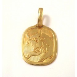 CIONDOLO TORO SEGNO ZODIACALE ORO GIALLO+ COLLANA LACCIO IN OMAGGIO