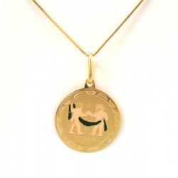 COLLANA IN ORO GIALLO 18 KT CIONDOLO GEMELLI SEGNO ZODIACALE 