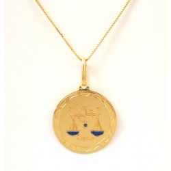 COLLANA IN ORO GIALLO 18 KT CIONDOLO BILANCIA SEGNO ZODIACALE 