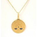 COLLANA IN ORO GIALLO 18 KT CIONDOLO BILANCIA SEGNO ZODIACALE 