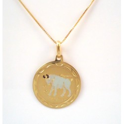 COLLANA CON SEGNO ZODIACALE TORO IN ORO GIALLO 18 KT