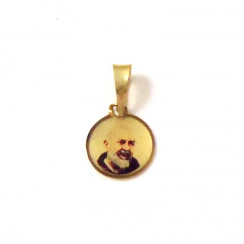 CIONDOLO SAN PIO IN ORO GIALLO 18 KT + COLLANA LACCIO IN OMAGGIO