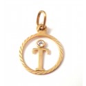 CIONDOLO LETTERA T IN ORO GIALLO 18KT CON ZIRCONE + COLLANA IN OMAGGIO