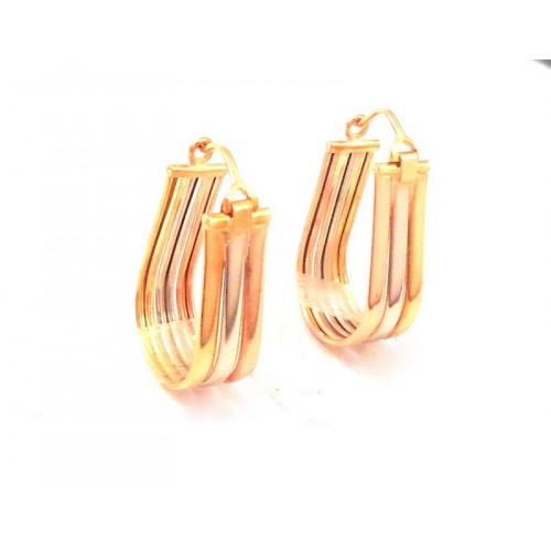 ORECCHINI CERCHI OVALI IN ORO GIALLO BIANCO E ROSA 18 KT 