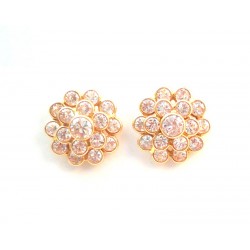 Boucles d'oreilles en 18 KT or jaune avec ZIRCONS blancs 