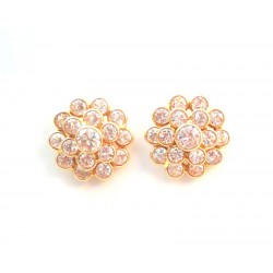 FLOWER EARRINGS IN YELLOW GOLD 18 KT WITH ZIRCONIA WHITE 
