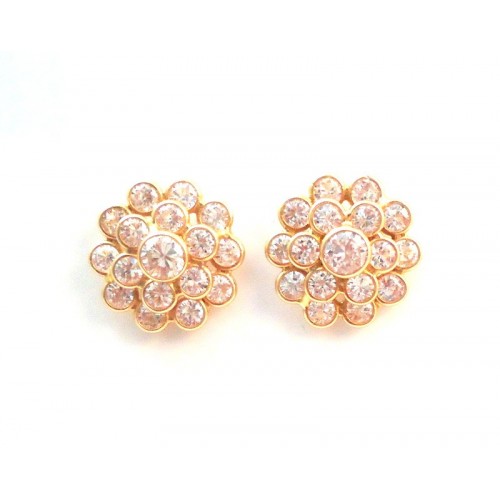 EARRINGS IN 18 KT YELLOW GOLD with WHITE CUBIC ZIRCONIA 