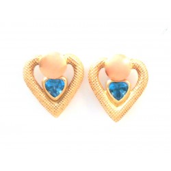 ORECCHINI CUORE IN ORO GIALLO 18 KT CON ACQUAMARINA