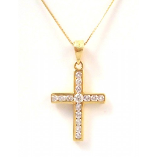 COLLANA VENEZIANA CON CROCE IN ORO GIALLO 18 KT CON DIAMANTI
