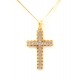 COLLANA VENEZIANA CON CROCE IN ORO GIALLO E BIANCO 18 KT CON DIAMANTI
