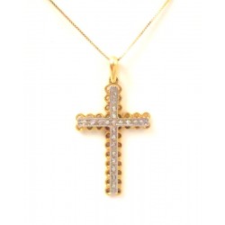VENETIAN CROSS NECKLACE IN yellow gold and 18 KT WHITE GOLD with DIAMONDS