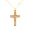HALSKETTE VENEZIANISCHEN KREUZ IN GELB-UND WEIßGOLD 18 KT MIT DIAMANTEN
