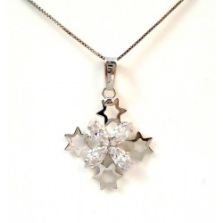 VENETIAN NECKLACE with CROSS IN 18 KT WHITE GOLD with ZIRCON