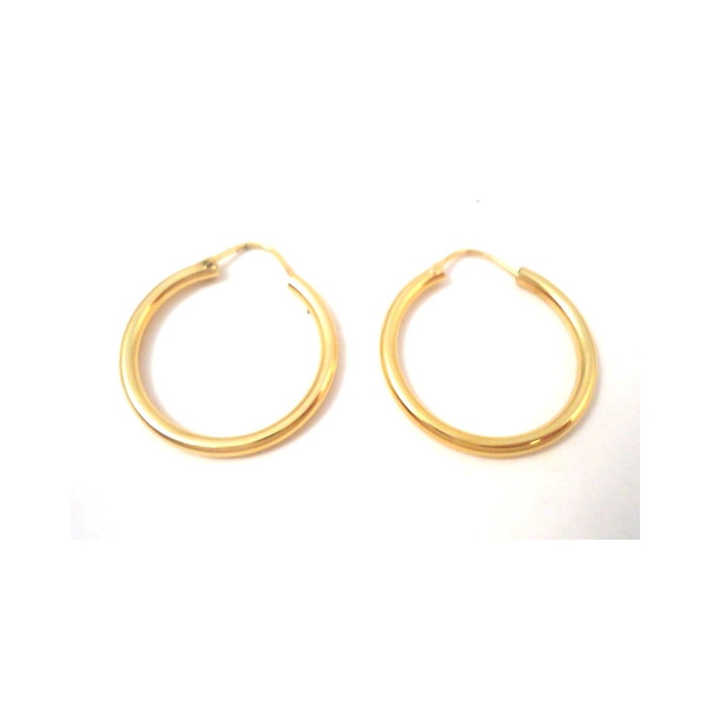 Orecchini A Cerchio Oro Giallo 585 (14 Carati) PRINS JEWELS - Modello SIT04, Lucido Diamantato, 13 Mm