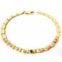 BRACCIALE DA DONNA IN ORO GIALLO KT TENNIS CON SMERALDO E ZIRCONI