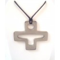 NECKLACE CROSS STEEL 18 KT WITH CRYSTALS