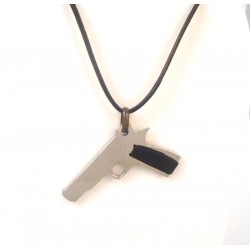 COLLIER AVEC PENDENTIF PISTOLET EN ACIER 