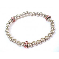 BRACCIALE UNOAERRE CON ARGENTO E CRISTALLI ROSA