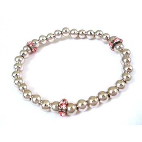 BRACCIALE UNOAERRE CON ARGENTO E CRISTALLI ROSA