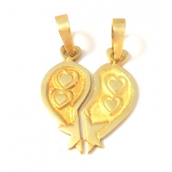 CIONDOLO CUORE DIVISIBILE LUI E LEI IN ORO GIALLO 18 KT + COLLANA IN OMAGGIO