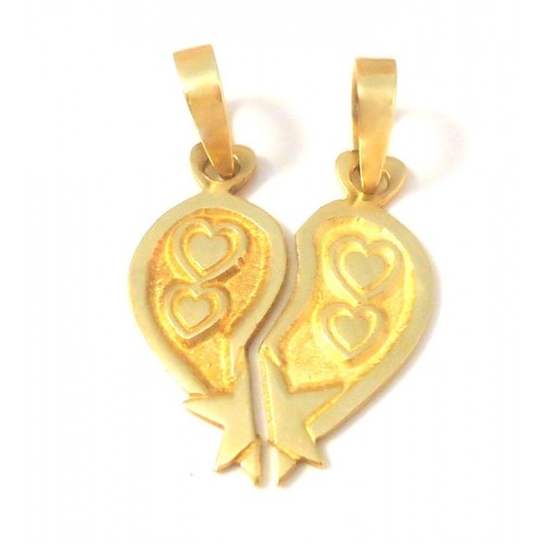 CIONDOLO CUORE DIVISIBILE LUI E LEI IN ORO GIALLO 18 KT + COLLANA IN OMAGGIO