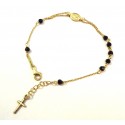 BRACELET ROSARY UNOAERRE GOLD-PLATED SILVER WITH BLACK AGATE