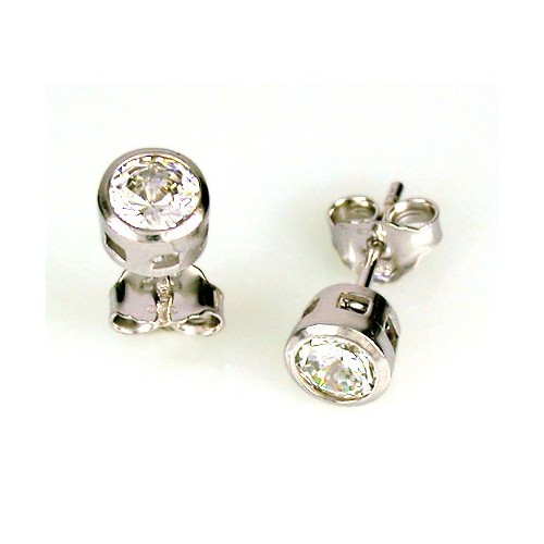 SOLITAIRE EARRINGS IN RHODIUM-PLATED WHITE GOLD 
