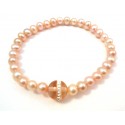 BEAD BRACELET PEACH COLOUR AND ZIRCONS