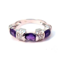 RING IN 18 KT WHITE GOLD AMETHYST &amp; zirconia