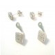 DUO boucles d'oreilles or blanc 18 KT RHODIUM PLATED SILVER STARS avec ZIRCONS cubiques