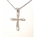 COLLIER AVEC CROIX EN ARGENT RHODIÉ OR BLANC 18 KT ET ZIRCONE CUBIQUE