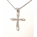 NECKLACE WITH CROSS IN SILVER RHODIUM-PLATED WHITE GOLD 18 KT AND CUBIC ZIRCONIA