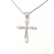 RHODIUM-PLATED SILVER CROSS NECKLACE 18 KT WHITE GOLD and CUBIC ZIRCONIA
