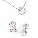 COMPLETE A NECKLACE AND EARRINGS POINT LIGHT IN SILVER RHODIUM-PLATED WHITE GOLD 18 KT