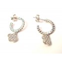 ARETES EN PLATA RODIO CHAPADO EN ORO BLANCO DE 18 KT CON ZIRCONIA CORTE BRILLANTE