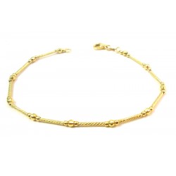 18 KT amarillo oro pulsera TUBULAR con esferas