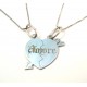 RHODIUM-PLATED SILVER HEART NECKLACE WHITE GOLD 18 KT DIVISIBLE with 2 NECKLACES