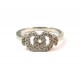TRILOGY RING WHITE GOLD 18 KT RHODIUM PLATED SILVER LADIES with CUBIC ZIRCONIA