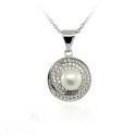 NECKLACE WITH PENDETE SILVER RHODIUM-PLATED WHITE GOLD 18 KT WITH ZIRCON AND PEARL