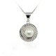 COLLANA CON PENDETE IN ARGENTO RODIATO ORO BIANCO 18 KT CON ZIRCONE E PERLA