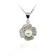 RHODIUM-PLATED SILVER NECKLACE with WHITE GOLD 18 KT LEAN with CUBIC ZIRCONIA and Pearl