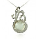 NECKLACE WITH PENDANT IN SILVER RHODIUM-PLATED WHITE GOLD 18 KT WITH ZIRCONIA AND CRYSTALS