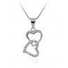 COLLANA CON DOPPIO CUORE IN ARGENTO RODIATO ORO BIANCO 18 KT CON ZIRCONI 