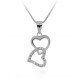 COLLANA CON DOPPIO CUORE IN ARGENTO RODIATO ORO BIANCO 18 KT CON ZIRCONI 