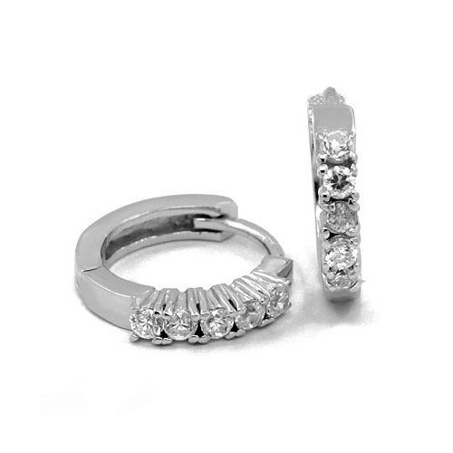 ORECCHINI CERCHI IN ARGENTO RODIATO ORO BIANCO 18 KT CON ZIRCONI